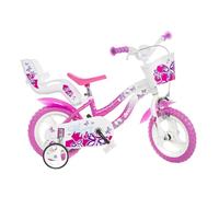 Dino Bikes Vélo Flappy 12 pouces Blanc et rose – Pour fille 3-5 ans – Frein avant