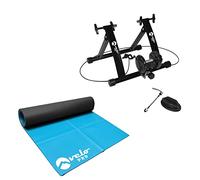 Velo Pro Ensemble Turbo Trainer et Tapis d'exercice - Support magnétique d'entraînement de vélo d'intérieur à résistance variable pour vélos de route et de montagne - Support d'exercice stationnaire