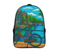 vélo sac d'école imprimé en 3d 2 compartiment 12 ans et plus garçons filles à la mode et durable amsterdam sac à dos campus décontracté livre sac-16,pour les voyages les affaires