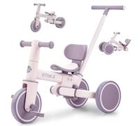 Vélo sans pédales à partir de 1 an, Tricycle 5 en 1 avec Barre de poussée pour Enfants, vélo sans pédales pour Tout-Petits, Cadeau pour garçons et Filles, Violet