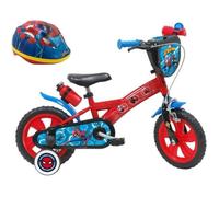 Vélo Spiderman 12'' - Vélo pour enfant < 90 cm - équipé de 1 frein - 2 stabilisateurs - plaque avant et Casque Spiderman !