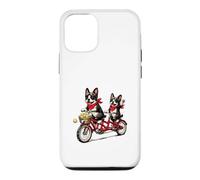 Vélo Tandem Boston Terrier pour Amoureux des Chiens Coque pour iPhone 12/12 Pro