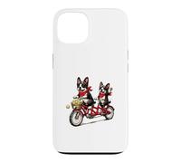 Vélo Tandem Boston Terrier pour Amoureux des Chiens Coque pour iPhone 13