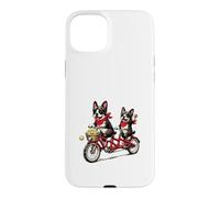 Vélo Tandem Boston Terrier pour Amoureux des Chiens Coque pour iPhone 15 Plus