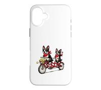 Vélo Tandem Boston Terrier pour Amoureux des Chiens Coque pour iPhone 16 Plus