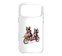 Vélo Tandem Boston Terrier pour Amoureux des Chiens Coque pour iPhone 17 Pro Max