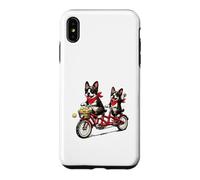 Vélo Tandem Boston Terrier pour Amoureux des Chiens Coque pour iPhone XS Max