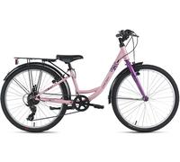 DACAPO Vélo Ville Enfant 24" Cindy TC 32cm 7 Vitesses Rose, Bleu ou Blanc (Rose)