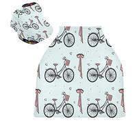 Vélo Vintage Paris Housse de Canopée pour Poussette,Siège de Voiture pour Bébé Dais Siège Auto Couverture D'Allaitement Pare-Soleil Respirant Extensible pour Bébé