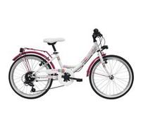 VTC 20 Fille - 6 Vitesses - Freins V-Brake - équipement City Blanc & Rose