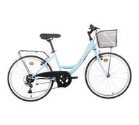 Vélo VTC 24 enfant fille Discovery Adventures 6 Vitesses avec dérailleur Shimano, Freins V-Brake + équipement City Bleu Turquoise G