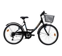 Vélo VTC 24"" Fille BAHIA - 6 Vitesses - Freins V-Brake - Equipement City - Noir 24
