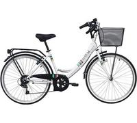 VTC 26 Vélo de Ville Femme CITY/EDEN BIKES 6 Vitesses équipe de Freins V-Brake Blanc avec Stickers