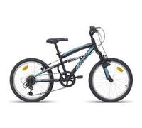 Vélo VTT 20'' Tout Suspendu équipé de 6 vitesses Shimano TY21 par poignée tournante + Freins V-Brake Noir avec Stickers Bleu et gris G