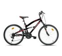 Vélo VTT 24'' Tout Suspendu FREERIDER équipé de 18 Vitesses par poignées tournantes, dérailleur Shimano TY21 et Freins V-Brake Noir & Rouge