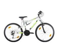 Multibrand Distribution Probike Speed 24 Pouces VTT Tout Suspendu 18 Vitesses, vélo Garçon, vélo Fille Adapté de 130-155 cm (Blanc Vert Mat)