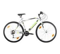 Vélo VTT 26'' Homme 18 Vitesses équipé de 18 vitesses et freins V-Brake + Transmission complète Shimano Blanc, Noir & Jaune