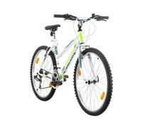 Vélo VTT 26 pouces Femme 18 Vit. freins V-Brake + Transmission Shimano ( Offre Spéciale : Pompe et garde-boues offert ) Blanc avec Stickers gris et jaune G