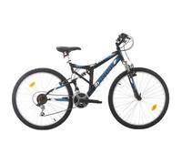Vélo - VTT 26'' Tout Suspendu - 18 Vitesses - Transmission Shimano - Freins V-Brake Alu - Jantes Alu.