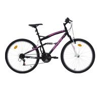 Vélo VTT 26'' Tout Suspendu Femme - Cadre Suspendu - Fourche télescopique - 18 Vitesses - Freins V-Brake 26