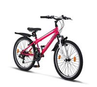 Vélo VTT - CHILLAXX Escape - 24 pouces - 21 vitesses - Rose-blanc - frein en V