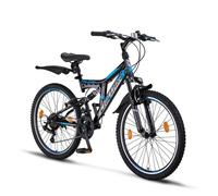 Vélo VTT - CHILLAXX Falcon - 24 pouces - 21 vitesses - Noir-bleu - frein en V