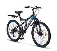 Vélo VTT - CHILLAXX Falcon - 26 pouces - 21 vitesses - Noir-bleu - frein à disque