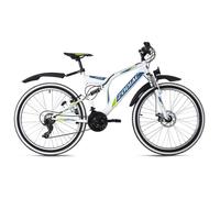 Vélo VTT Tout Suspendu 26'' KS CYCLING Zodiac - Blanc Vert - 21 Vitesses