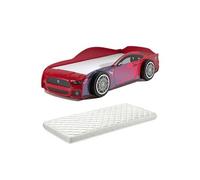 VELOCE - Lit Voiture de Sport 90x200cm Rouge et Bleu + Matelas -