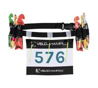 VeloChampion Ceinture de Course Légère pour Homme et Femme. 6 Boucles pour Gels Énergétiques. Ajustement Élastique avec Porte-Dossard - sans Épingles - Style à 2 ou 3 Attaches.