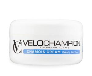 VeloChampion Crème de Chamois Hydratante Sans Parfum, 150 ml | Favorise le Confort en Selle, Crème Anti-frottements Végan et Rafraîchissante pour Hommes, Femmes, Cyclistes & Sportifs