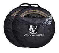 VeloChampion Housse de rangement de sac de roue de vélo étanche | VTT, route ou gravel | 650b. 700c. 26" 27.5" 29" Paire de roues de vélo Étui de voyage de transport (Noir, 73cm (Route) x2)