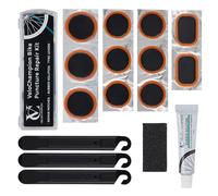 VeloChampion Kit Crevaison Vélo avec Colle de Vulcanisation, 11 Rustines, 3 Démonte-Pneus et Boîte de Rangement pour Route, VTT, Urbain et Vélo Électrique