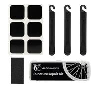 VeloChampion Kit Rustine Vélo Autocollante - Taille Voyage pour Reparation Pneu Velo de Route et VTT - Pack de 10, 40 ou 6 Patchs (Trousse de réparation)