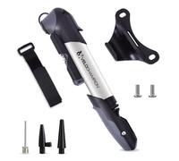 VeloChampion Mini Pompe a Velo avec Manometre pour Presta (SV) Schrader (AV) Dunlop (DV) - Support de Pompe à vélo, Accessoires Velo Ballon de Aiguille, Embout de gonflage