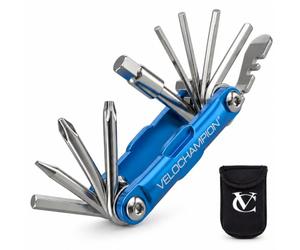 VeloChampion Outil Multifonction Vélo Compact 14 en 1 avec Étui en Néoprène | Clés Allen, clé à rayons, tournevis, démonte-pneu & décapsuleur, outil vélo portable pour l'entretien de tous les vélos