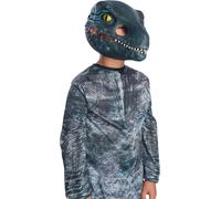 Vélociraptor Bleu Avec Mobiliers Mâchoires Masque Enfants Dinosaure Déguisement