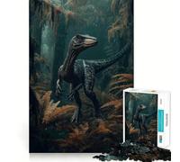 Vélociraptor dans la Jungle Puzzle de 1000 pièces pour Adultes Jeu de logique Découpe de précision Bords Lisses pour Les réunions de Famille (38x26cm)