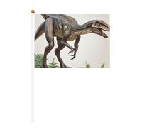 Velociraptor Dinosaure 02 Lot de 6 petits drapeaux à main pour défilés, Mardi Gras, bannière personnalisée