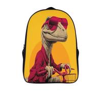 Vélociraptor portant des lunettes de soleil et faisant du vélo Sac À Dos,Sac Scolaire Enfant Ado Camping,Voyage Cartable Scolaire, Sacs Scolaires,16 inch