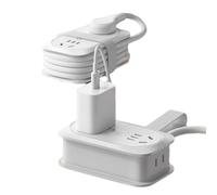 Velocitybe 7 in 1 Power Strip, 4 Outlets 3 USB Ports, Travel Powers Strips, for Home, Office, Travel, College Dorm (White)