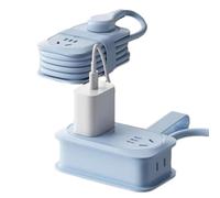 Velocitybe 7 in 1 Power Strip, 4 Outlets 3 USB Ports, Travel Powers Strips, for Home, Office, Travel, College Dorm (Blue)