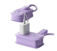 Velocitybe 7 in 1 Power Strip, 4 Outlets 3 USB Ports, Travel Powers Strips, for Home, Office, Travel, College Dorm (Purple)