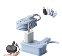 Velocitybe 7 in 1 Power Strip, 7 in 1 Power Strip, Frontaley 4 Outlets 3 USB Ports, with Non Surge Protector, for Home, Office, Travel, College Dorm,Portable Mini Powerstrip (Blue)