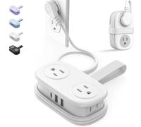 Velocitybe Kindnesson Frontaley Entrancet 7-in-1 Power Strip, 4 Outlets 3 USB Ports, 7 in One Power Strip That Solves All Your Charging Problems, Travel Surge Protector Size Extension Cord(Blanc)