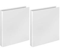 VELOFLEX 1141090 - Classeur à anneaux Basic, DIN A4, 1 unité, blanc, hauteur de remplissage 25 mm, classeur à anneaux avec mécanisme à 2 anneaux (Lot de 2)