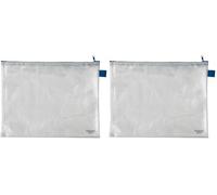 VELOFLEX 2704000 - Pochette à fermeture éclair DIN A4 Pochette à fermeture éclair pour documents, PVC renforcé, transparent, 1 pièce (Lot de 2)