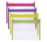 VELOFLEX 4354000 - Pochette porte-documents avec fermeture à glissière, 4 pièces, DIN A4, classable, jaune, vert, rose, violet, VELOBAG XS, pochette avec fermeture à glissière