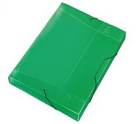 VELOFLEX 4443240 - Boîte de classement, DIN A4, film PP transparent, avec élastique, boîte à documents, boîte à cahiers, vert