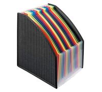 VELOFLEX 4446380 - Boîte à compartiments pour classeur à levier DIN A4, film PP épais, avec bords renforcés en textile, boîte à 23 compartiments colorés, pour documents A4, noir, 1 pièce
